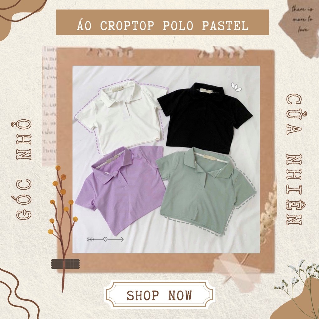 [ẢNH THẬT] Áo Croptop Màu Pastel Cổ Đức