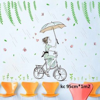 decal dán tường cô gái