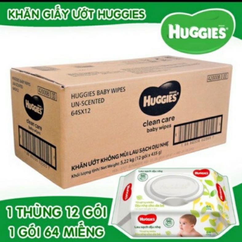 { Hà Nội } COMBO 12 GÓI KHĂN GIẤY ƯỚT HUGGIES 64 TỜ KHÔNG MÙI