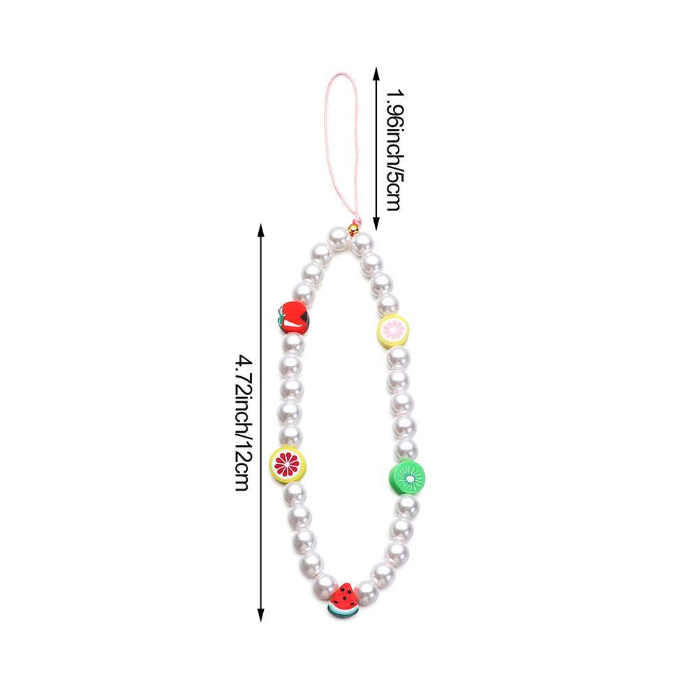 BTLIMER Dây Đeo Điện Thoại Bằng Acrylic Xỏ Hạt Màu Cầu Vồng Họa Tiết Trái Cây In Chữ