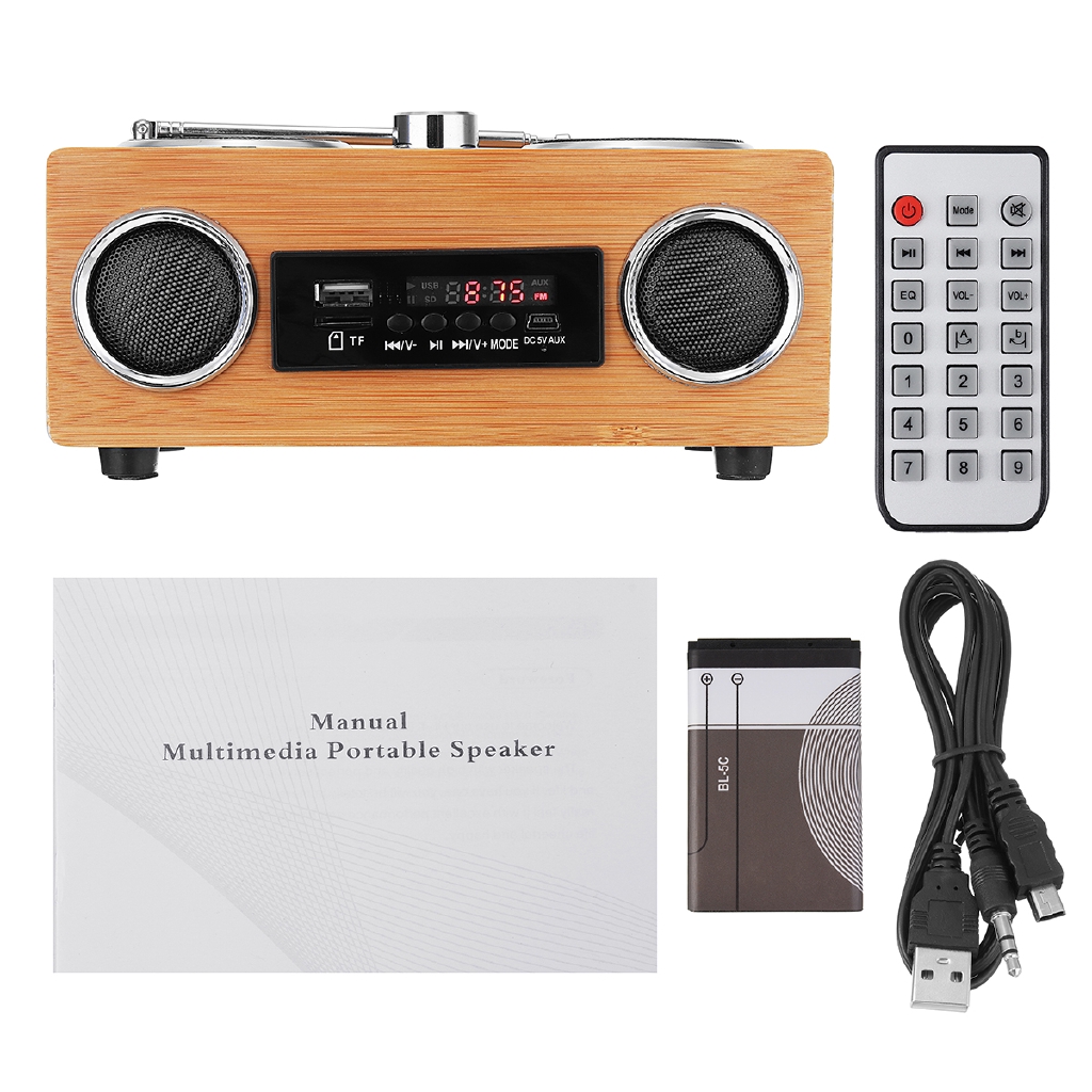 Retro Vintage Đài phát thanh Super Bass FM Radio tre Multimedia Speaker Receiver cổ điển USB Với Máy nghe nhạc mp3 Điều khiển từ xa