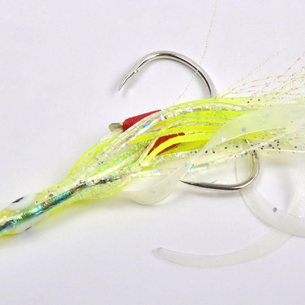JONY 2pcs/pack Squid Skirt Hook Octopus Double Hook Luminous Fishing Hook New Silicone Skirt Carbon Steel Bionic Sea Fishing Accessories/Multicolor