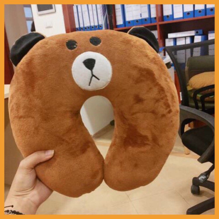 Gối Chữ U - Gối Kê Cổ Hình Gấu Brown, Gối Chữ U Văn Phòng, Du Lịch Chất Đẹp Chống Mỏi Cổ Vai Gáy