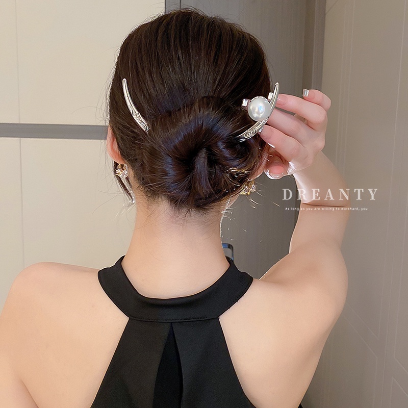 Kẹp Tóc Kim Loại Đính Ngọc Trai Phong Cách Trung Hoa Mới