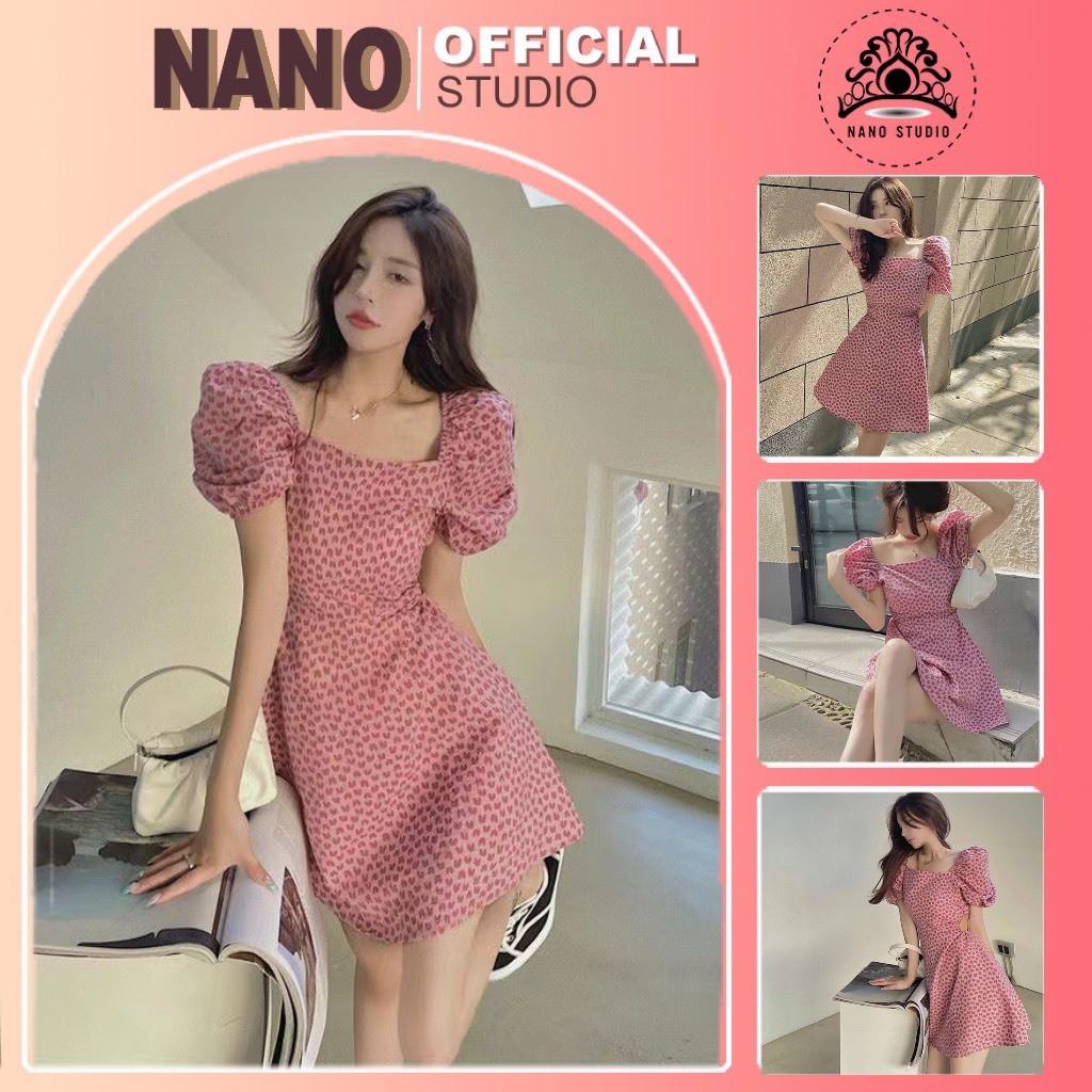 Váy Tay Bồng🌼NaNo Studio🌼 Đầm hồng nữ tính xu hướng thời trang 2021 | BigBuy360 - bigbuy360.vn