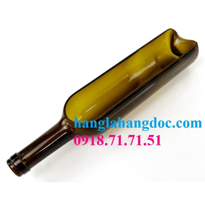 Chai rượu vang cắt dọc chứa trái cây, làm tiểu cảnh, trồng cây lơ lửng độc đáo