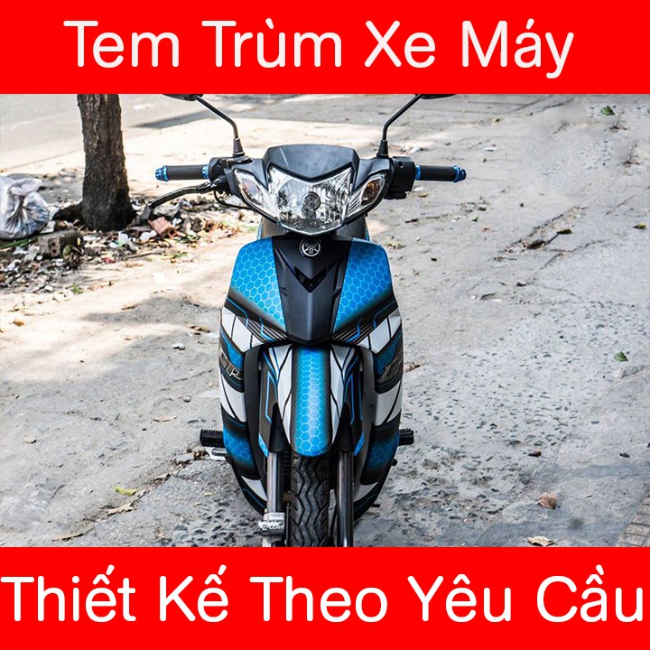 Tem Trùm Xe Sirius Xanh Trắng GP