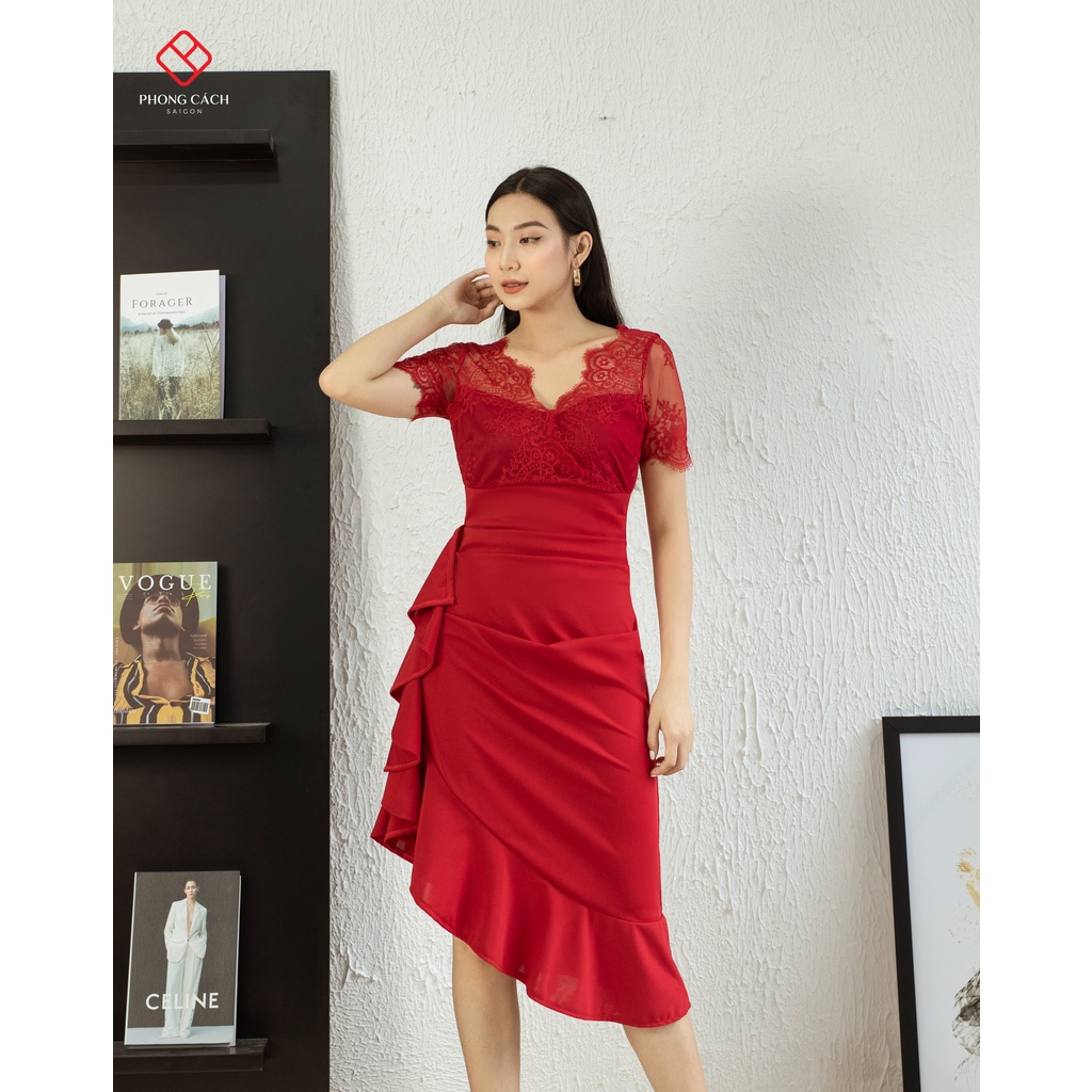 Đầm body đuôi cá phối ren SD1377 Phong Cách SAIGON