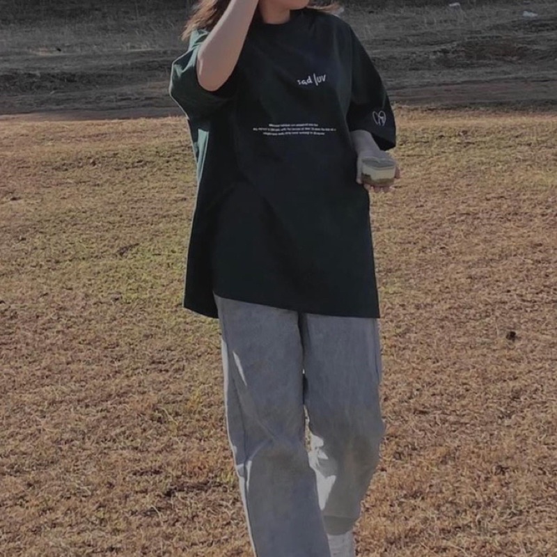 Áo Thun Xanh Lá Nam Nữ Sadluv Tay Lỡ Form Rộng Unisex