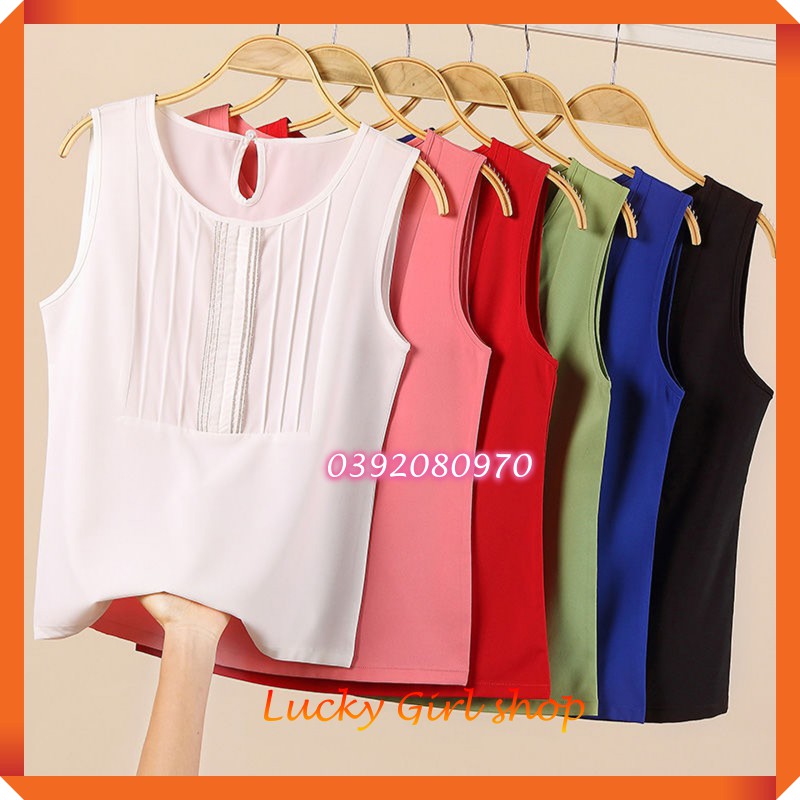 Áo Kiểu Nữ Sát Nách Xô Cotton Mỏng Mát Phong Cách Âu Mỹ Hàn Size XL (75-90kg) - Hàng Việt Nam