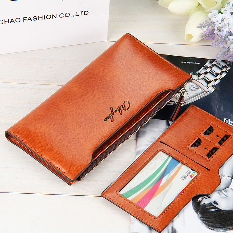 Women's Long Wallet Baellerry 8363 Pu Leather Multi-slot With Photo Grid Two-fold Zipper Design