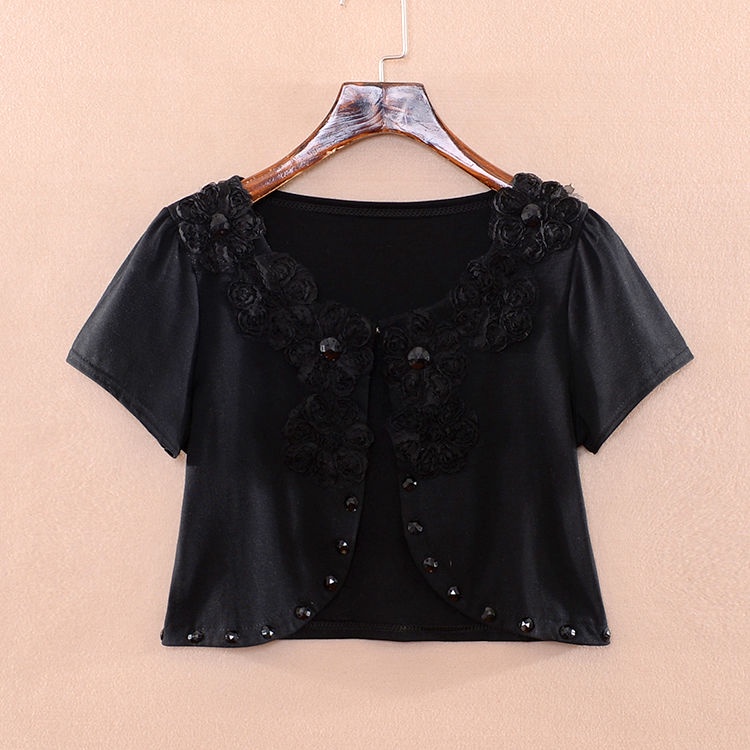 Áo Khoác Cardigan Ngắn Tay Phối Ren Chống Nắng Thời Trang Cho Nữ