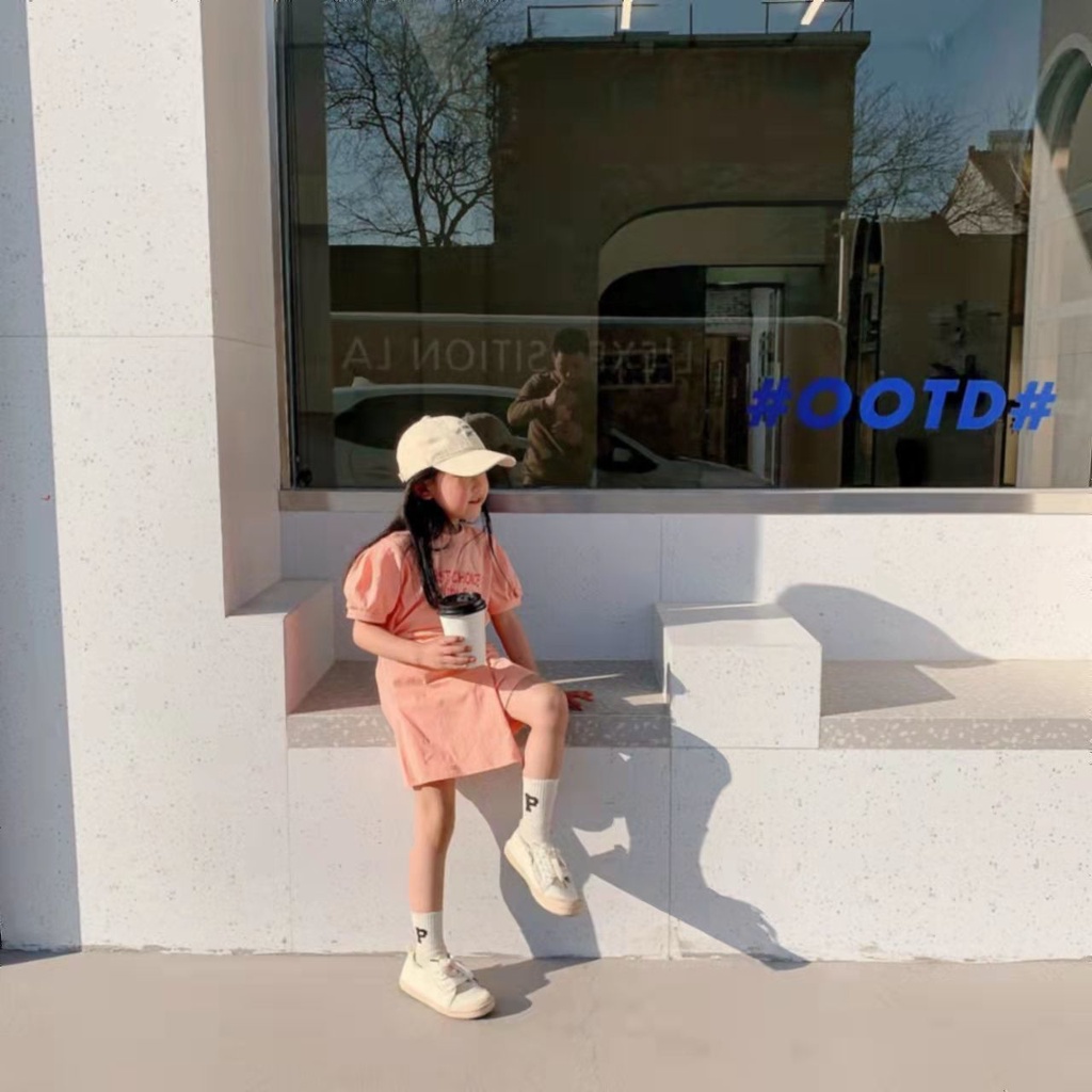 [Khuyến Mãi Bởi Cửa Hàng] Set Áo Thun Tay Ngắn + Quần Short Thể Thao Dáng Rộng Thoải Mái Dễ Phối Đồ Phong Cách Phương Tây Cho Bé Gái