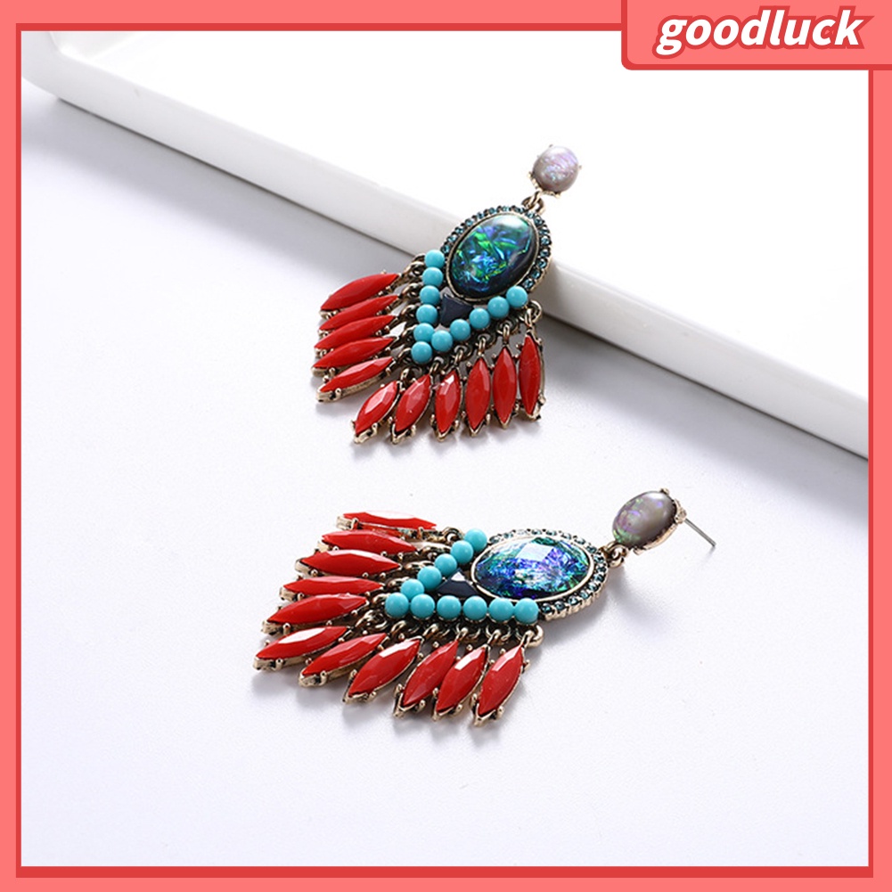 ps/Baroque Women Rhinestone Inlaid Geometric Dangle Ear Stud Earrings Party Jewelry