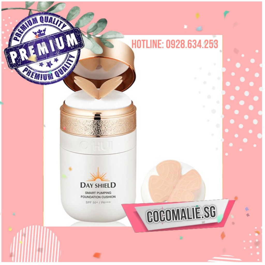 Phấn nước chống nắng che khuyết điểm OHUI Day Shield Smart Pumping Foundation Cushion SPF50+ Pa+++ 30ml