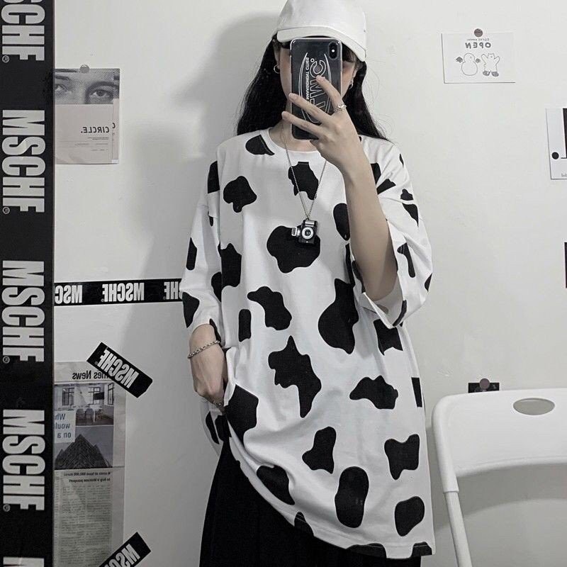 Áo thun tay lỡ bò sữa form rộng unisex duới 75kg