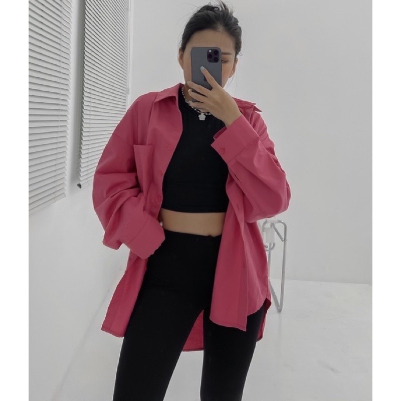 Sơ Mi Tay Dài Dáng Oversize Kate (Hình Thật) Áo Sơ Mi Khoác Form Rộng Hàn Quốc