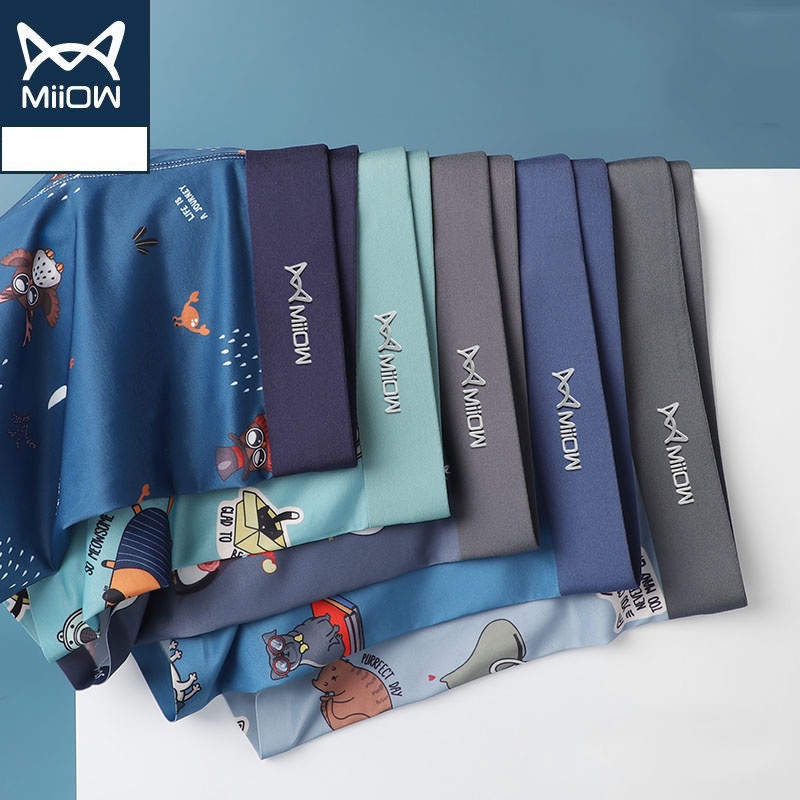 Hộp 3 quần lót boxer nam cotton cao cấp Miiow kháng mùi kháng khuẩn