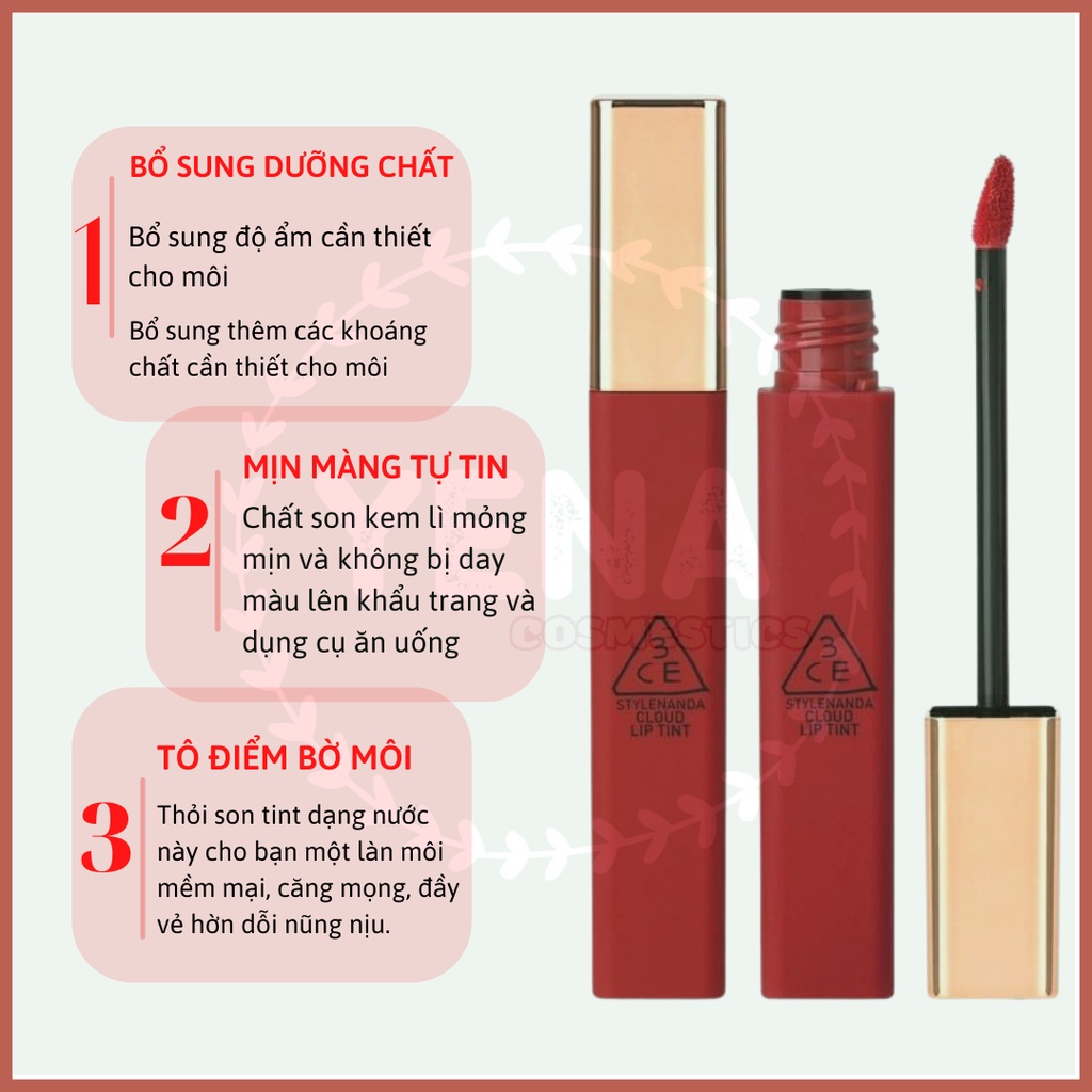 Son Kem  3CE Cloud Lip Tint Live A Liitle (đỏ đất)