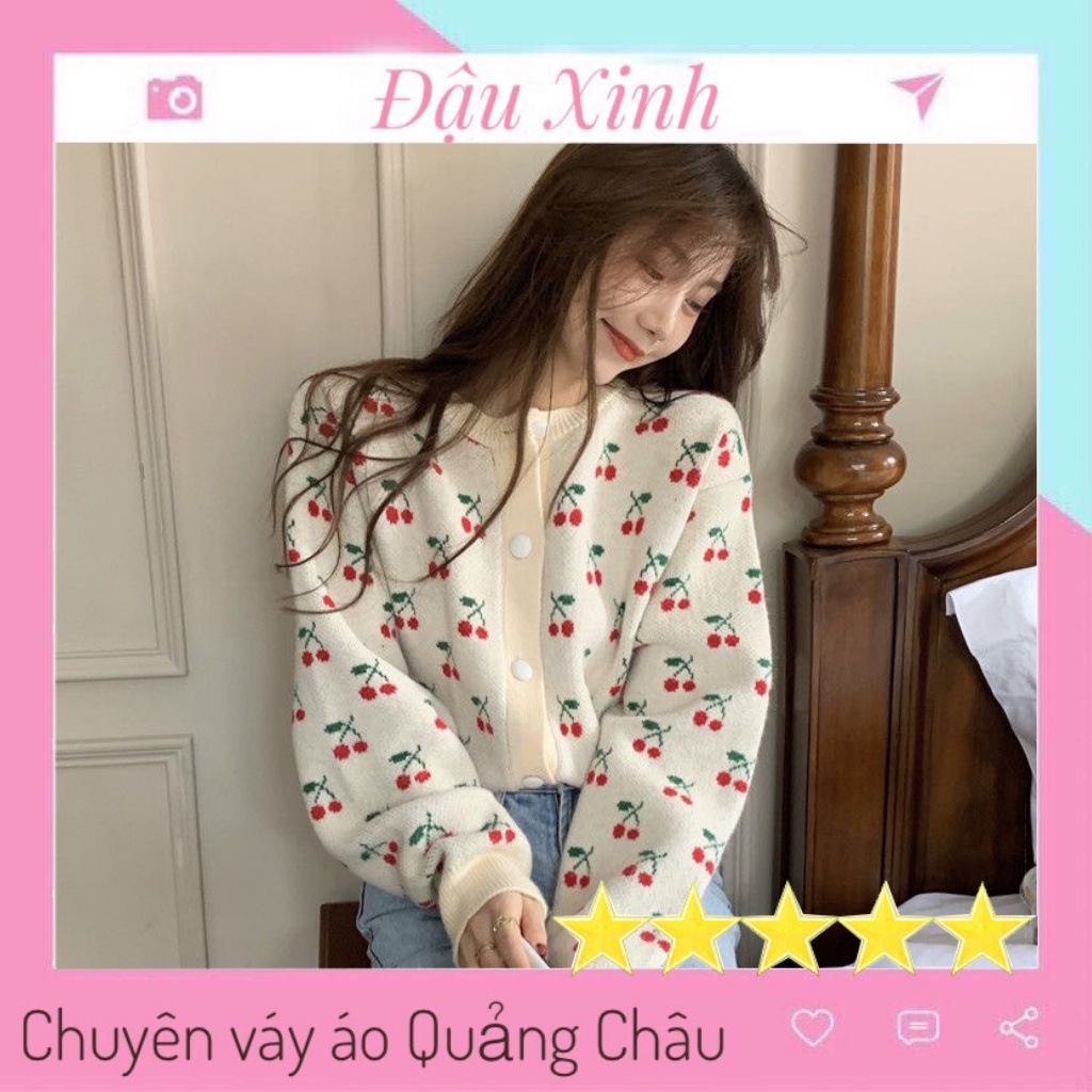 cardigan nữ áo khoác len hàn quốc croptop cổ chữ v - 111