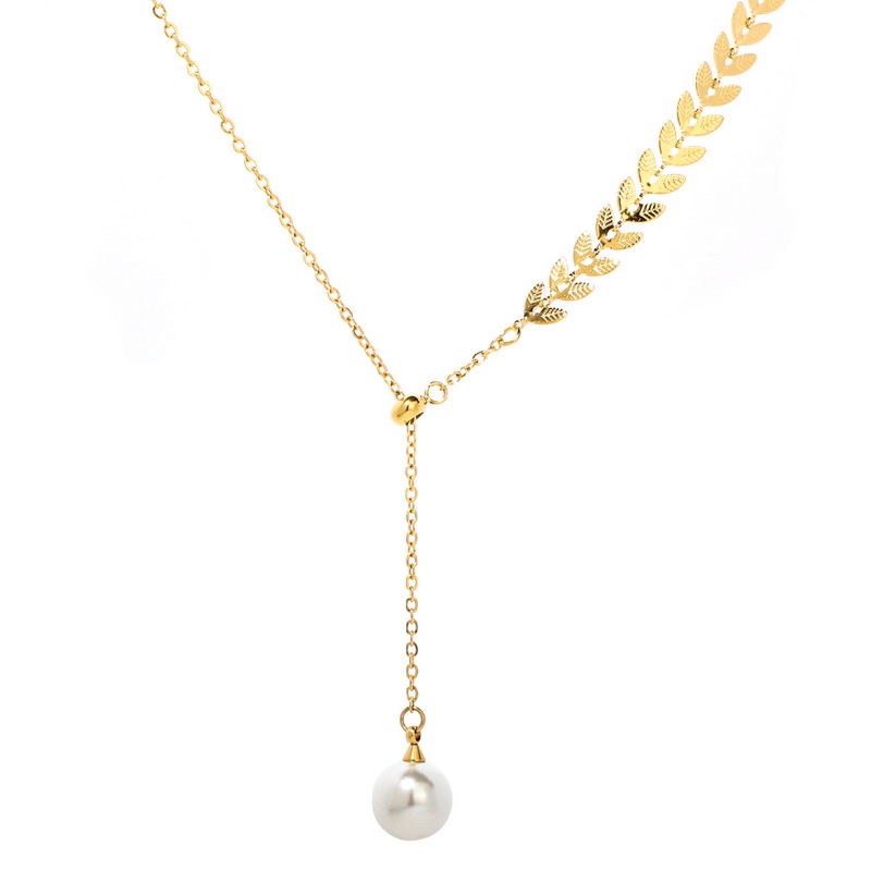 Necklace female retro fashion pearl wheat ear tassel niche light luxury net red clavicle chain