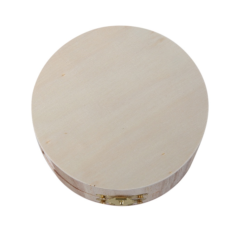 Jewelry Wooden Round Box Packaging Lipstick Boutique Gift With Lid Golden Lock