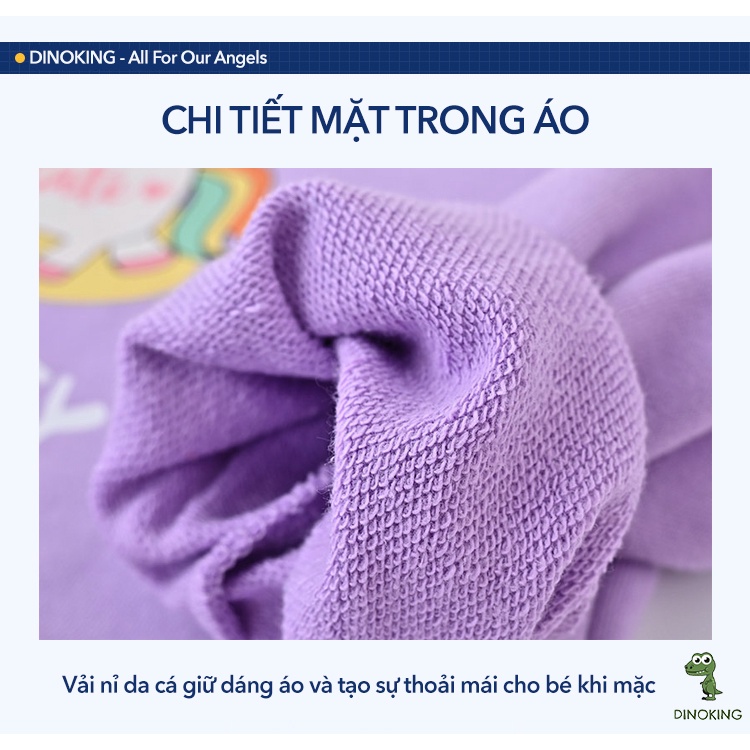 Áo nỉ bé gái DINOKING Áo thu đông cho bé gái chất nỉ da cá mỏng mềm mịn phù hợp mùa thu 2 - 8 tuổi AD09