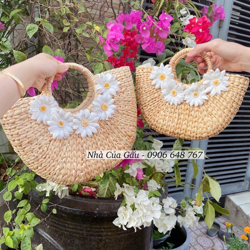 Túi cói hoa cúc lục bình sống ảo bá cháy