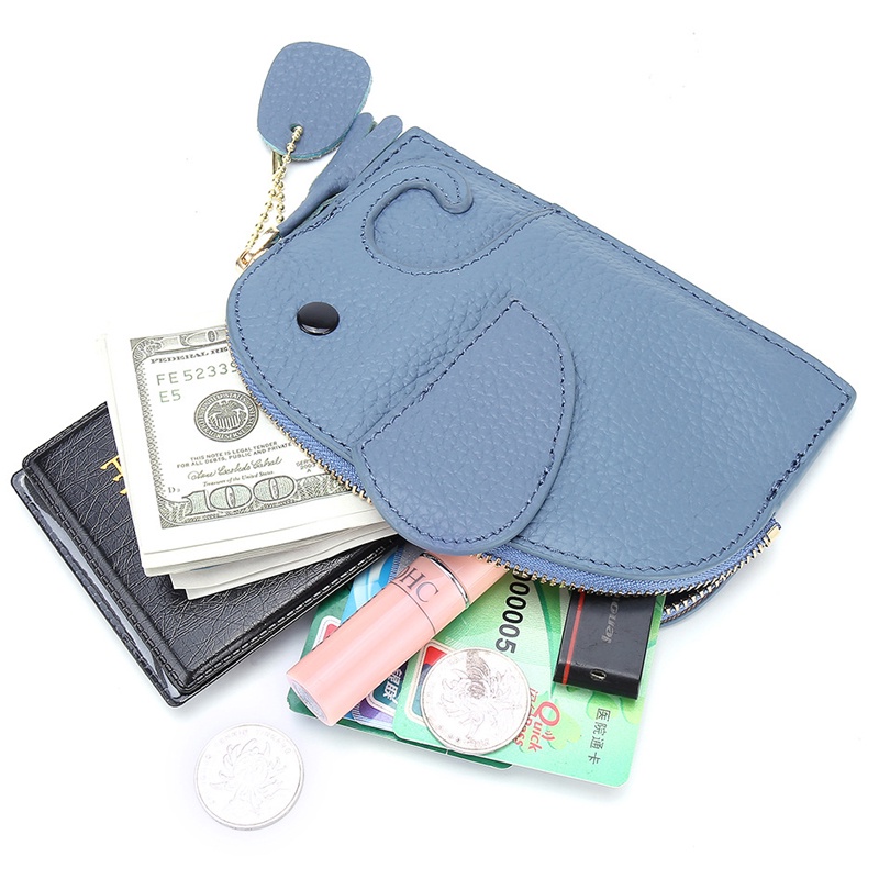 Evertoner Ví Da Thật Mini Đựng Tiền Xu / Thẻ Có Khóa Kéo Chất Lượng Cao Cho Nữ