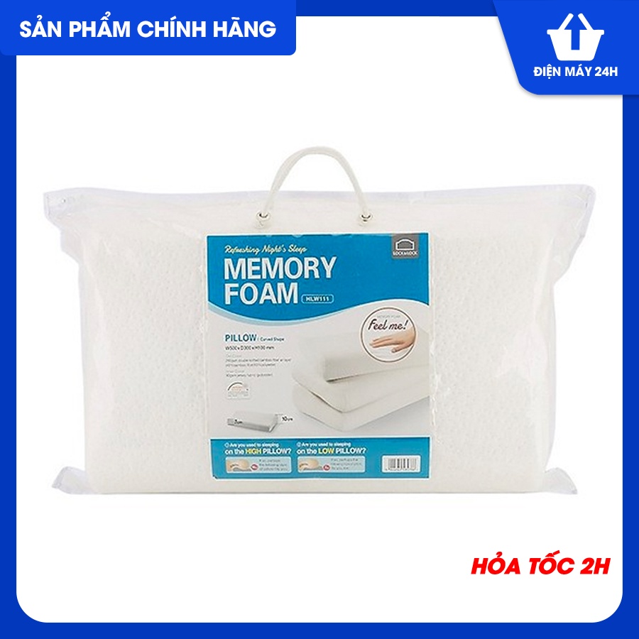 Gối Memory Foam 50D Hình Cong Lock&Lock HLW111 (50 x 30 cm) - Trắng - Thiết kế cong theo đầu và gáy bảo vệ cột sống