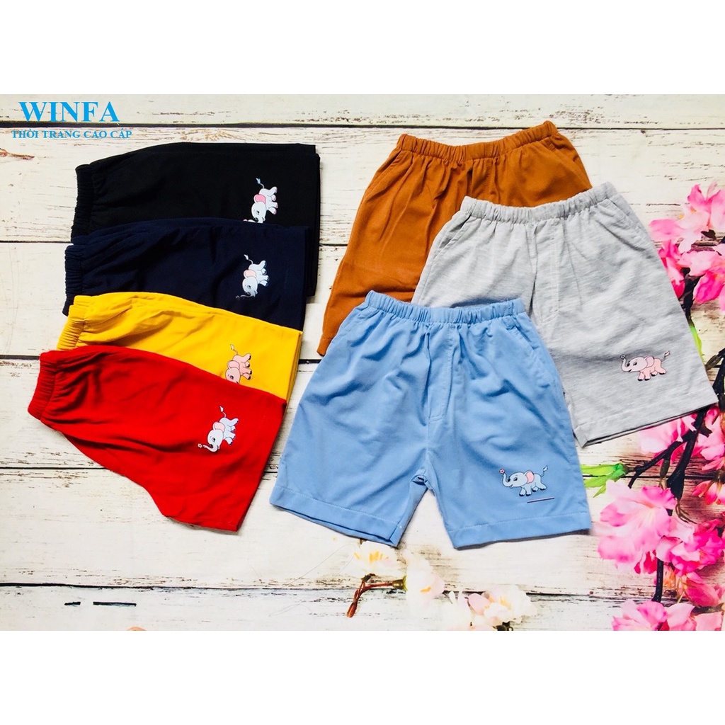 Combo 4 quần short bé trai - mặc ở nhà, đi học, quần thun trẻ em - thun cotton co giãn 4 chiều - in hình