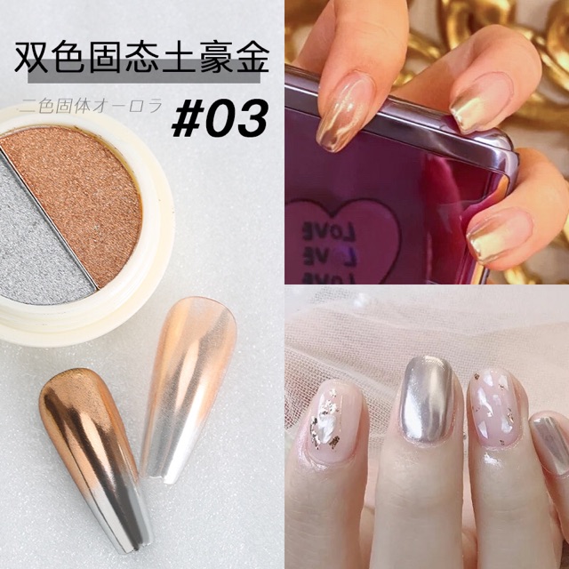 Bột nén tráng gương omber trang trí nail