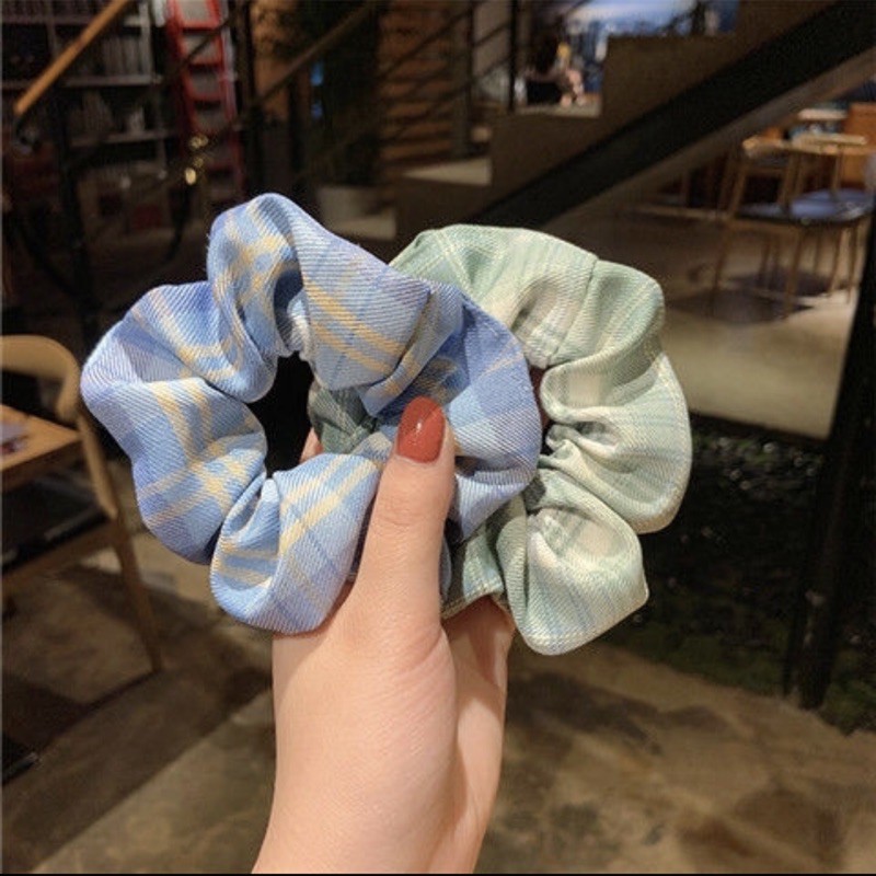 Dây Cột Tóc Lalila Scrunchies Vải Kẻ Caro Hàn Quốc Đáng Yêu DC20