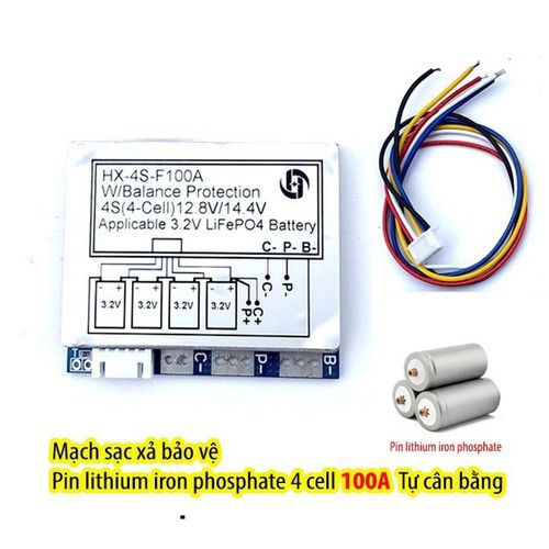 Combo 4 viên pin sắt 3.2V- 32650 và mạch  BMS Lifepo4 4s 100A - 56773