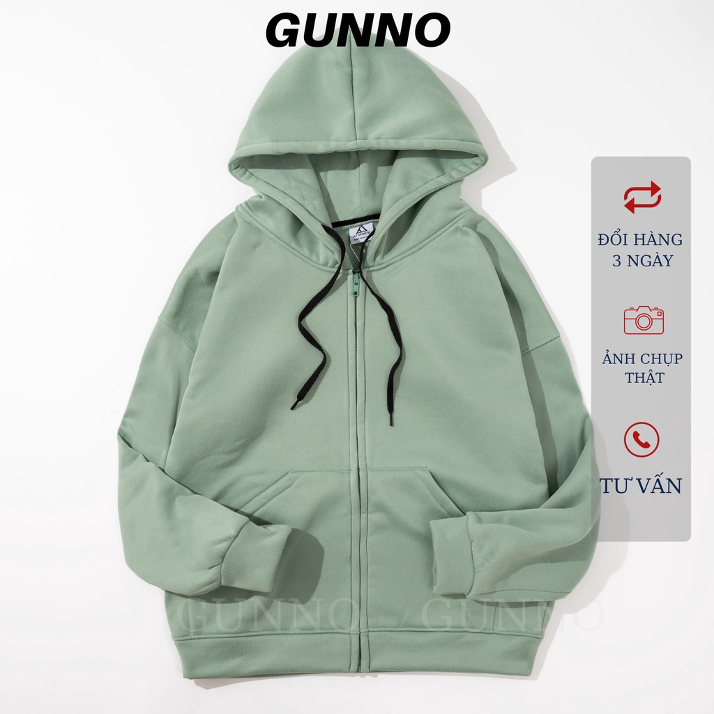 Áo khoác Hoodie Zip Form rộng GUNNO chất nỉ bông siêu đẹp