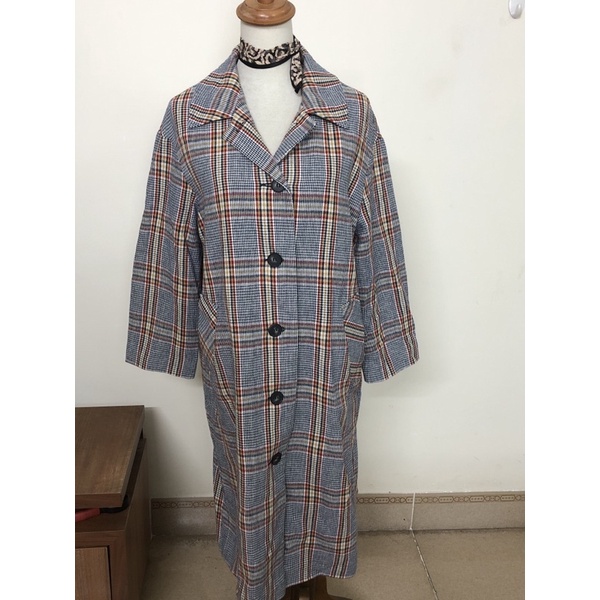 bigsize L to XL áo blazer vest nữ dáng dài kẻ caro màu phối tây lạ độc mới đét nặng tay 2hand
