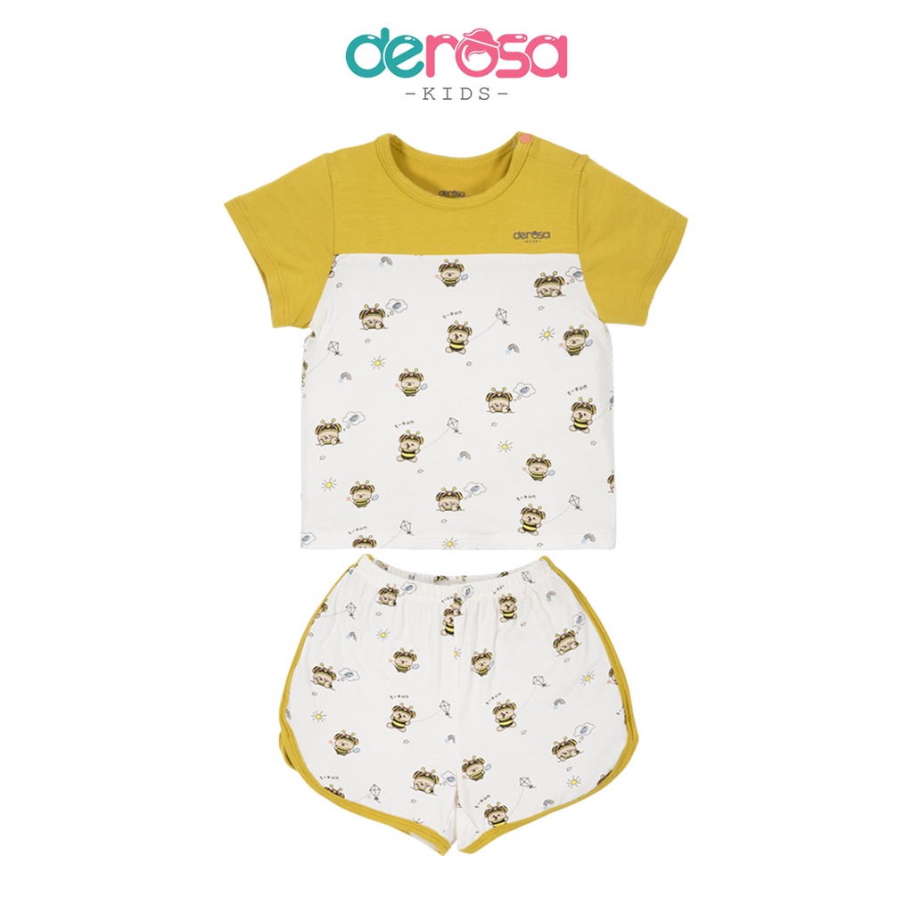 Bộ quần áo cộc tay cho bé DEROSAKIDS đồ bộ sơ sinh bé gái và bé trai cho bé 6 tháng - 3 tuổi  B561