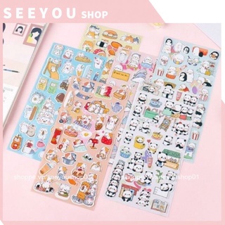 Sticker 1 tấm thường hình dán con vật dễ thương