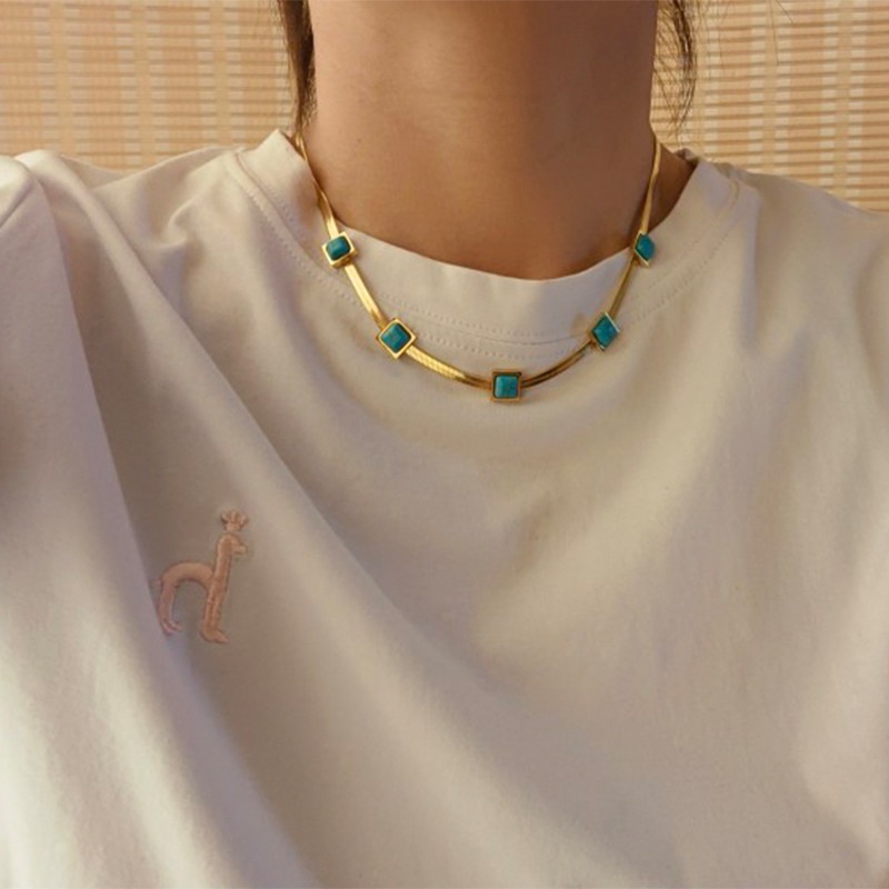 Dây Chuyền Thép Titan Mặt Vuông Phong Cách Bohemian Thời Trang Cho Nữ