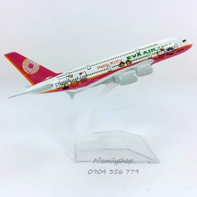 Mô hình máy bay A380 Eva Air - Hello Kitty Pink 16cm