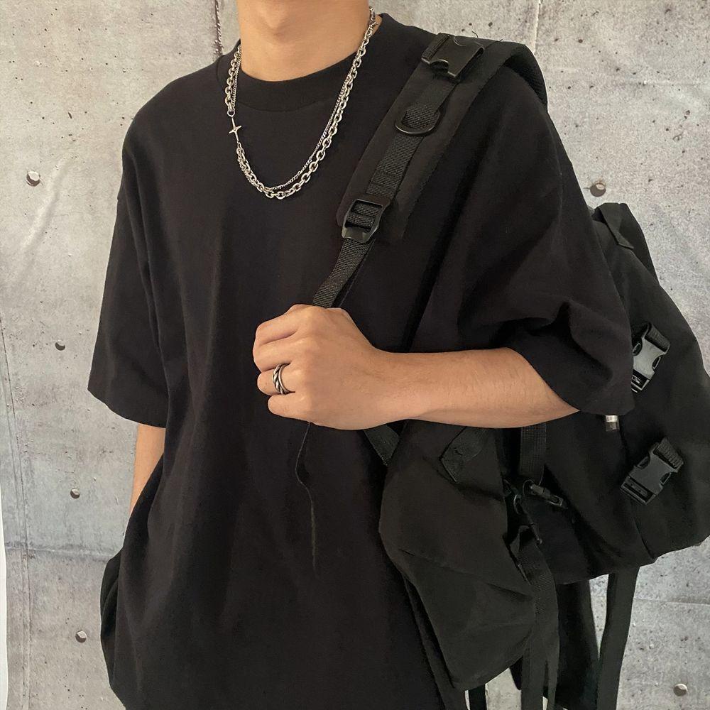 Vòng cổ Thép Titan Dày Hai Lớp Phong Cách Hip Hop Hàn Quốc Đơn Giản Thời Trang Cho Nam Và Nữ