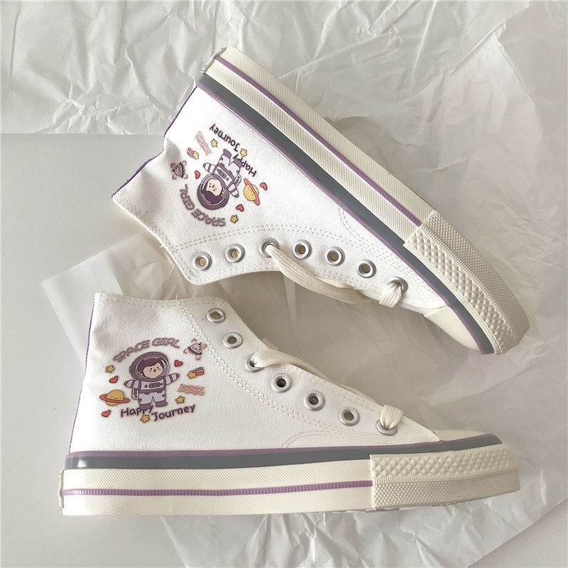 Giày Canvas Cổ Cao Họa Tiết Hoạt Hình Đáng Yêu Cho Nữ | BigBuy360 - bigbuy360.vn