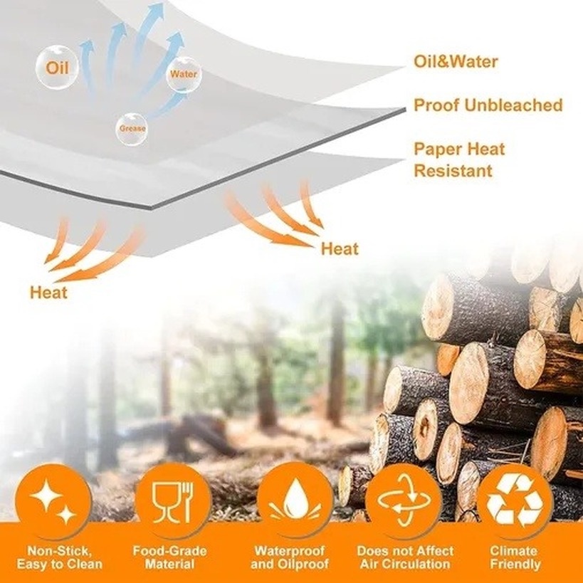 Giấy Lót Nồi Chiên Không Dầu  Hình Vuông 1 SET 50/100 Tờ Tiện Lợi Không Dầu Chống Dính Chống Nước đảm bảo vệ sinh thực phẩm