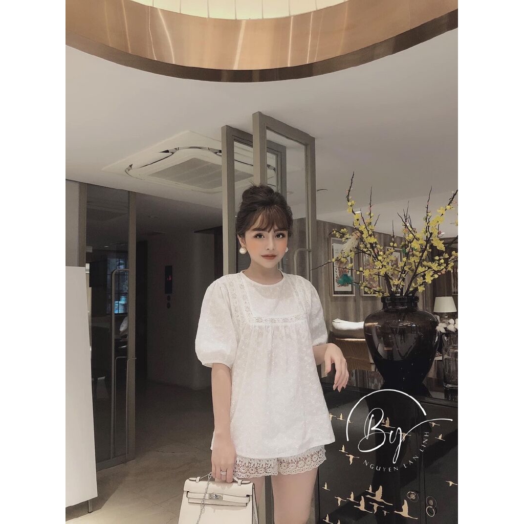 Áo thô mềm pha ren quảng châu