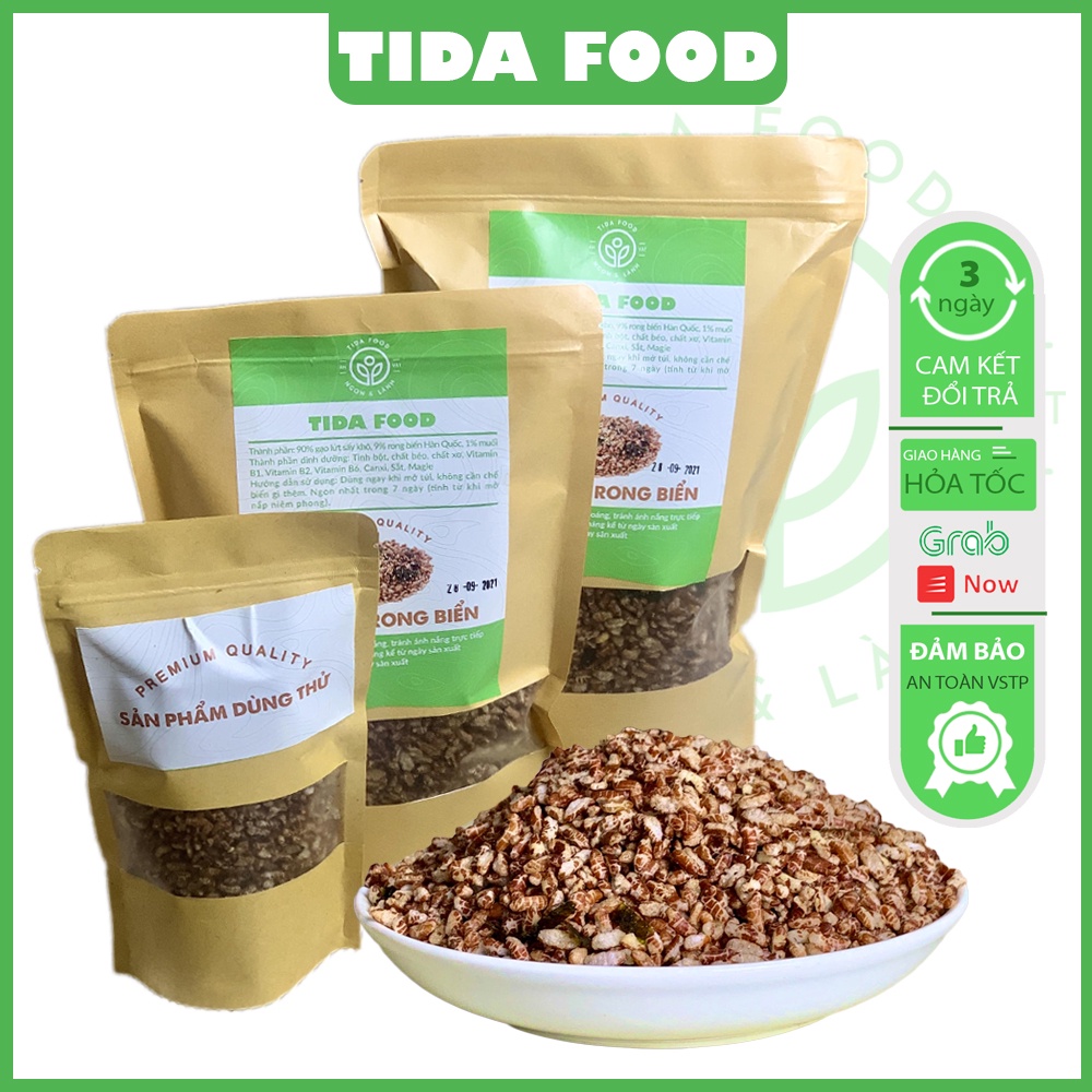 Gạo lứt huyết rồng sấy rong biển eat clean, Gạo lứt rong biển ăn kiêng sấy giòn 500g - Đồ ăn vặt Tida Food