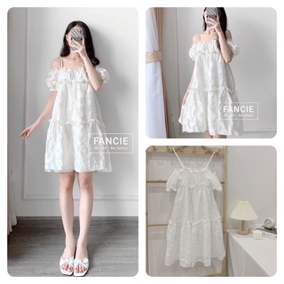 [Ảnh/Video thật] Váy Babydoll 2 Dây Trễ Vai Họa Tiết Hoa Ren Phong Cách Tiểu Thư Nhẹ Nhàng - Đầm 2 Dây Đi Biển