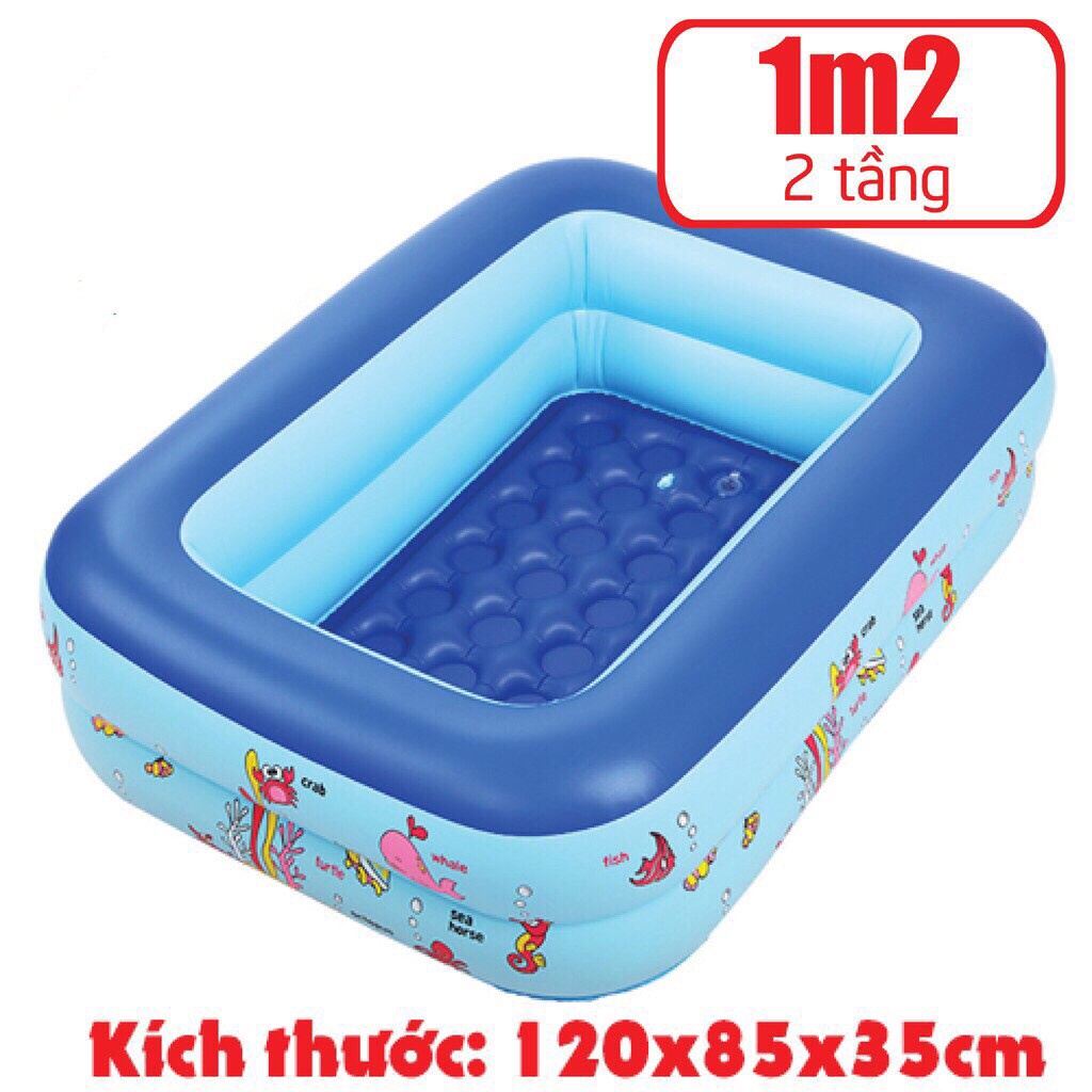Hồ bơi ngoài trời, Bể bơi 1m5 TẶNG KÈM bơm thổi hút 2 chiều