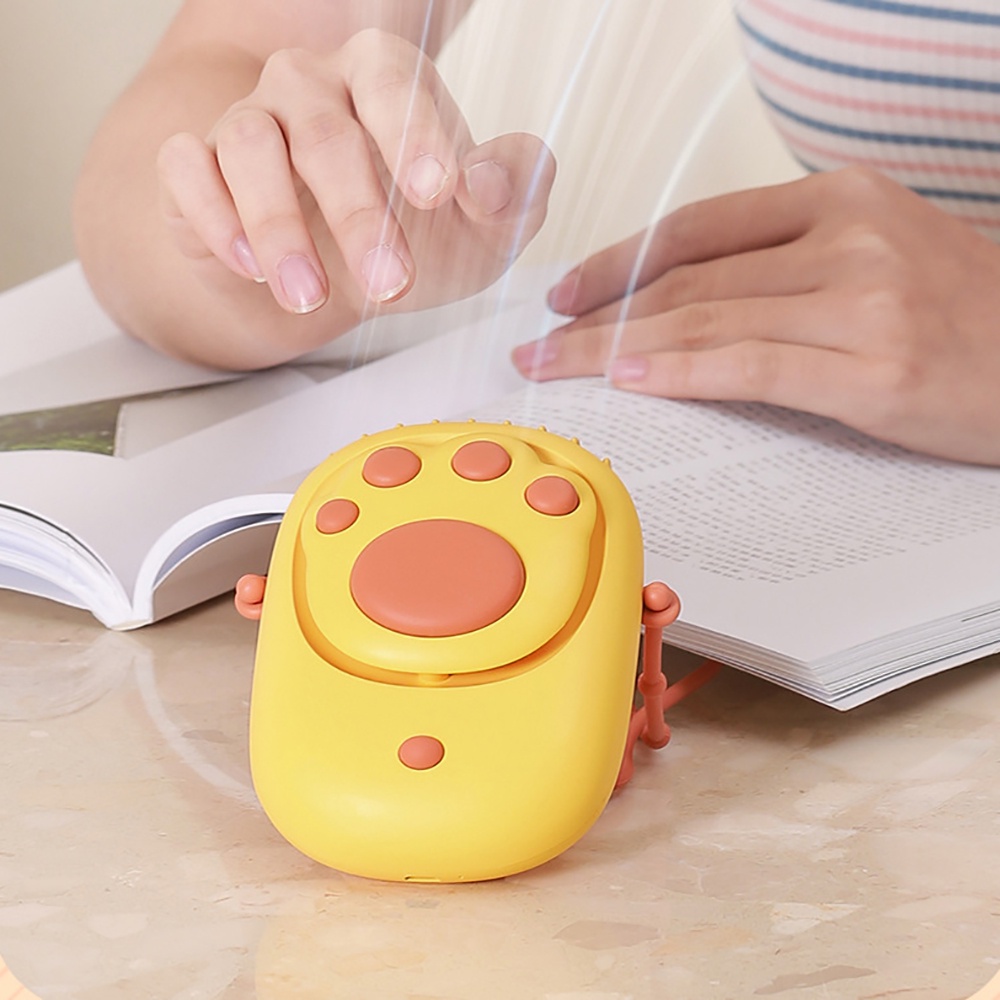 Quạt mini cầm tay - Quạt đeo cổ chân mèo sạc điện không cánh giá rẻ cute