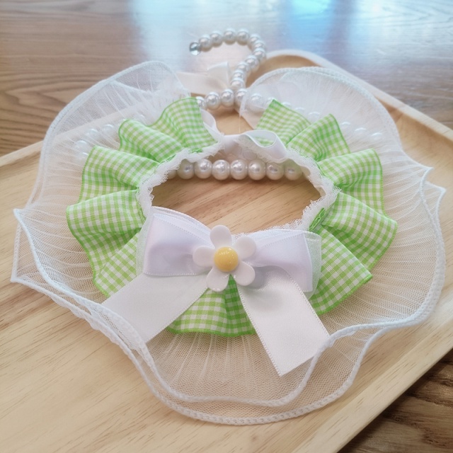 Yếm cổ cho thú cưng phối ren hoa phong cách Lolita dễ thương tiện dụng