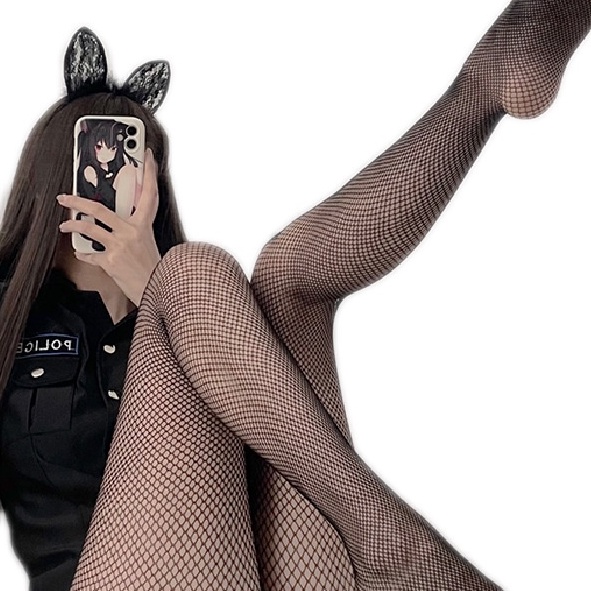 [Che tên] Quần tất lưới lỗ to kết hợp đồ cosplay gợi cảm, vớ lưới nữ lỗ lớn, vừa nhỏ liền thân đen TQ001